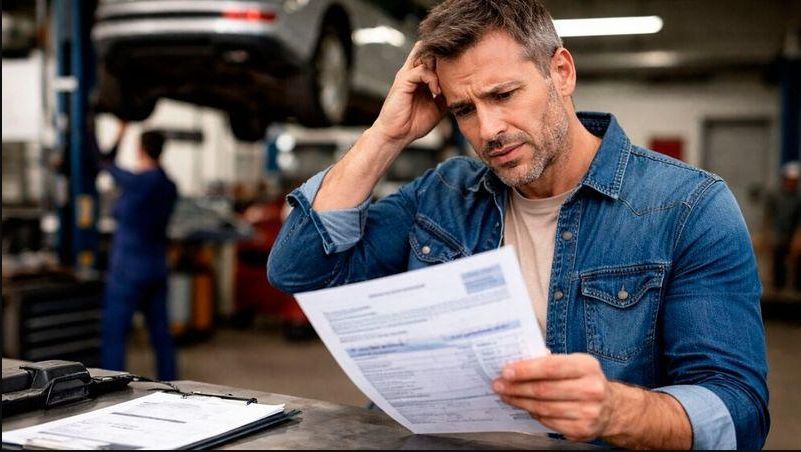 Customer looking unsure while reading repair estimate